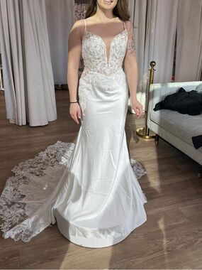 Lace-Front White Bridal Gown with Illusion Bodice